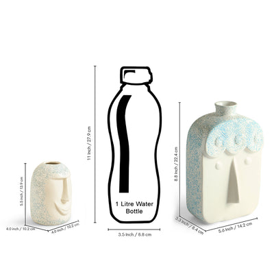ExclusiveLane 'Earthen Face' Decorative Ceramic Vases (Set of 2, 22.4 Cm, Handglazed Studio Pottery)