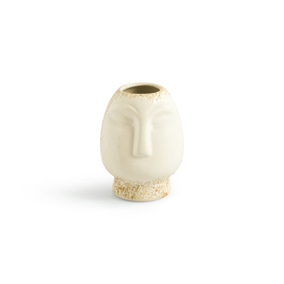 ExclusiveLane 'Round Faces' Decorative Ceramic Vases (Set of 2, 13.0 Cm, Handglazed Studio Pottery)