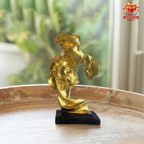 'Tender Embrace' Romantic Couple Resin Sculpture Showpiece (Hand-Crafted, 23.8 Cm)