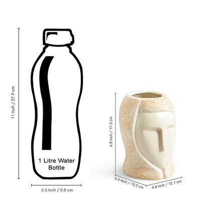 ExclusiveLane 'Mindful Aura' Decorative Ceramic Vase (17.3 Cm, Handglazed Studio Pottery)