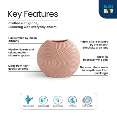 ExclusiveLane 'Pastel Rise' Decorative Ceramic Vase (20.6 Cm, Handglazed Studio Pottery)