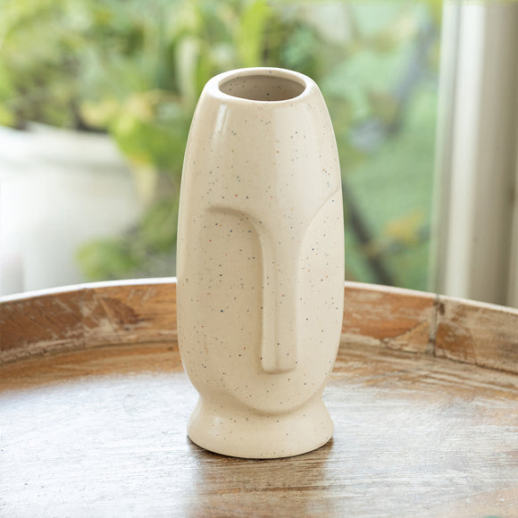 ExclusiveLane 'Calm Face' Decorative Ceramic Vase (23.3 Cm, Handglazed Studio Pottery)