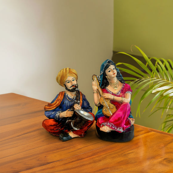 'Bhangra Bliss' Punjabi Folk Couple Resin Decorative Handicraft (Hand-Crafted, 16.5 Cm)