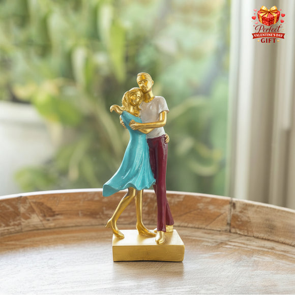 'Dance of Love' Romantic Couple Resin Decorative Sculpture Showpiece (Hand-Crafted, 25.2 Cm)