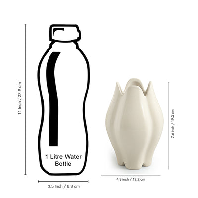 ExclusiveLane 'Petal Bloom' Decorative Ceramic Vases (Set of 2, 19.3 Cm, Handglazed Studio Pottery)