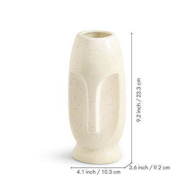 ExclusiveLane 'Calm Face' Decorative Ceramic Vase (23.3 Cm, Handglazed Studio Pottery)