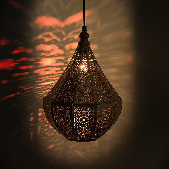 ExclusiveLane 'Morrocan Moon' Hand-Etched Hanging Pendant Lamp Shade In Iron (34.5 Cm, Without Bulb, Hand-Etched)