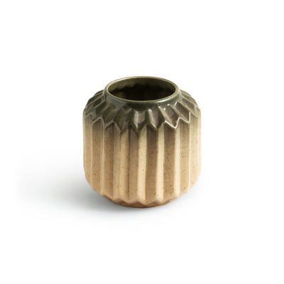 ExclusiveLane 'Ripped Radiance' Decorative Ceramic Vases (Set of 2, 11.5 Cm, Handglazed Studio Pottery)