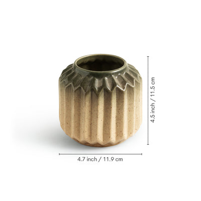 ExclusiveLane 'Ripped Radiance' Decorative Ceramic Vases (Set of 2, 11.5 Cm, Handglazed Studio Pottery)
