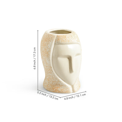 ExclusiveLane 'Mindful Aura' Decorative Ceramic Vase (17.3 Cm, Handglazed Studio Pottery)