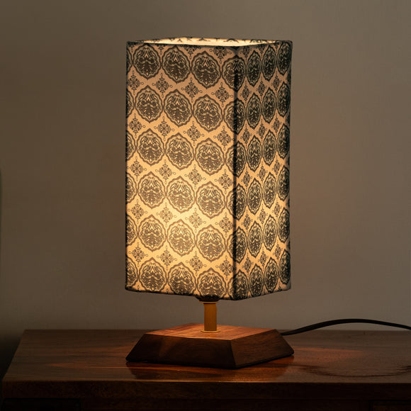 ExclusiveLane 'Paisley-Carved' Decorative Table Lamp In Mango Wood (33 Cm, Without Bulb, Handcrafted)