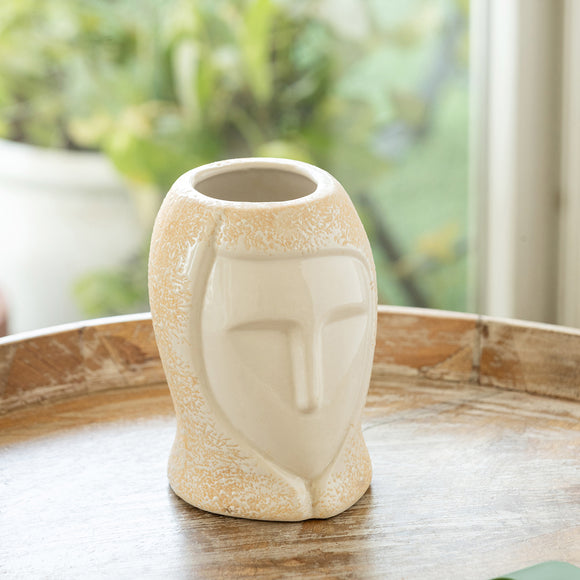 ExclusiveLane 'Mindful Aura' Decorative Ceramic Vase (17.3 Cm, Handglazed Studio Pottery)