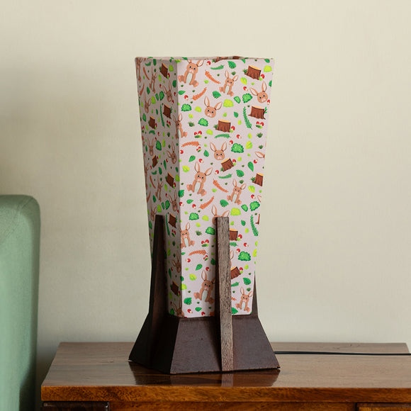 ExclusiveLane 'Rabbit & Grove' Rectangular Table Lamp In Mango Wood (36.8 Cm, Without Bulb, Handcrafted)