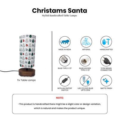 'Christams Santa' Mango Wood Decorative Table Lamp (35.2 Cm, Without Bulb, Handcrafted)