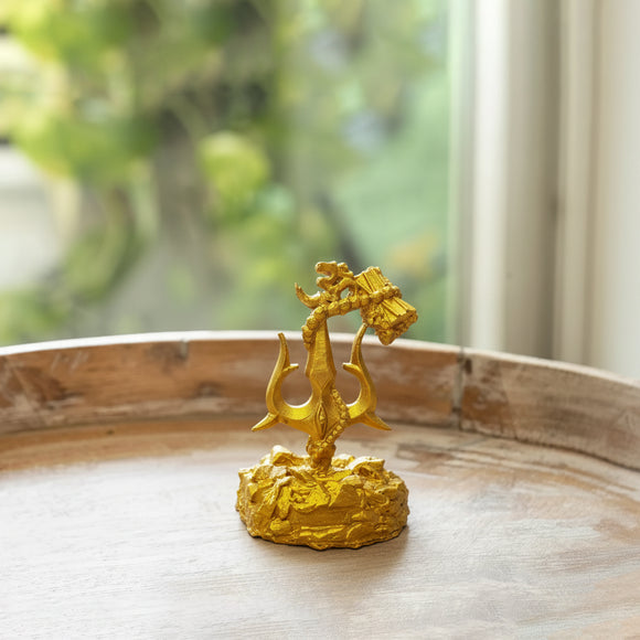 'Trishul With Damru' Decorative Showpiece Figurine For Car Dashboard (Resin, Hand-Crafted, 9.5 Cm )