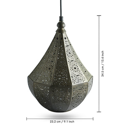 ExclusiveLane 'Morrocan Moon' Hand-Etched Hanging Pendant Lamp Shade In Iron (34.5 Cm, Without Bulb, Hand-Etched)