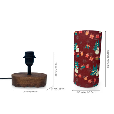 'Santa Festive Forest' Mango Wood Decorative Table Lamp (35.2 Cm, Without Bulb, Handcrafted)