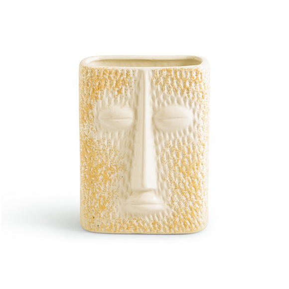 ExclusiveLane 'Silent Face' Decorative Ceramic Vase (20.8 Cm, Handglazed Studio Pottery)