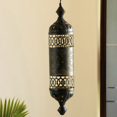 ExclusiveLane 'Morrocan Star' Hand-Etched Hanging Pendant Lamp Shade In Iron (44 Cm, Without Bulb, Hand-Etched)