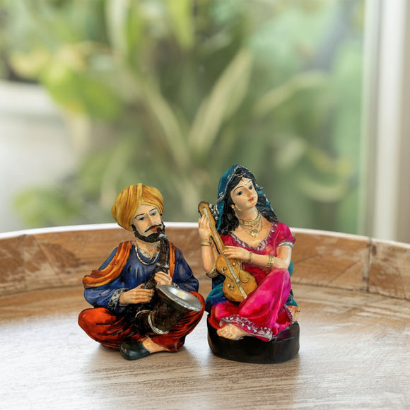 'Bhangra Bliss' Punjabi Folk Couple Resin Decorative Handicraft (Hand-Crafted, 16.5 Cm)