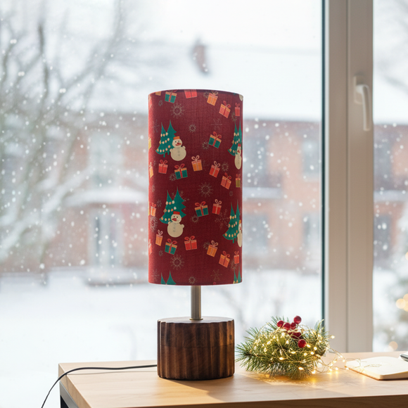 'Santa Christmas Cheer' Mango Wood Decorative Table Lamp (39.5 Cm, Without Bulb, Handcrafted)