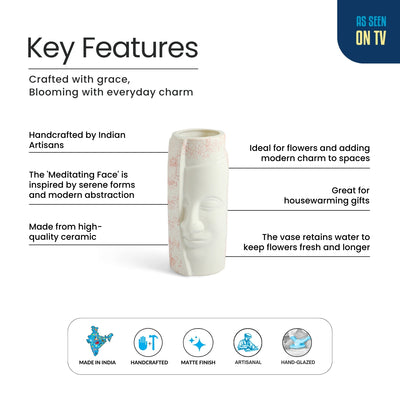 ExclusiveLane 'Meditating Face' Decorative Ceramic Vase (26.8 Cm, Handglazed Studio Pottery)