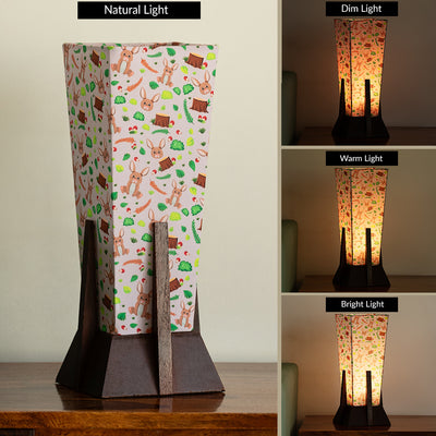 ExclusiveLane 'Rabbit & Grove' Rectangular Table Lamp In Mango Wood (36.8 Cm, Without Bulb, Handcrafted)