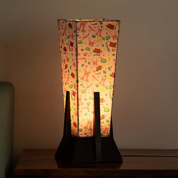 ExclusiveLane 'Rabbit & Grove' Rectangular Table Lamp In Mango Wood (36.8 Cm, Without Bulb, Handcrafted)