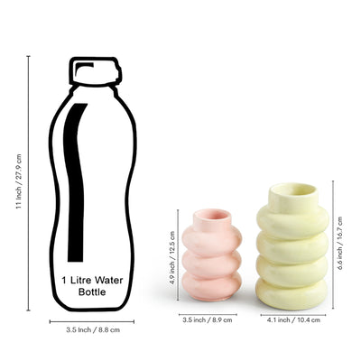 ExclusiveLane 'Ring Stack' Decorative Ceramic Vases (Set of 2, 16.7 Cm, Handglazed Studio Pottery)