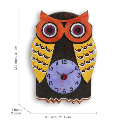 'Owl Shaped' Wooden Handcrafted Wall Clock