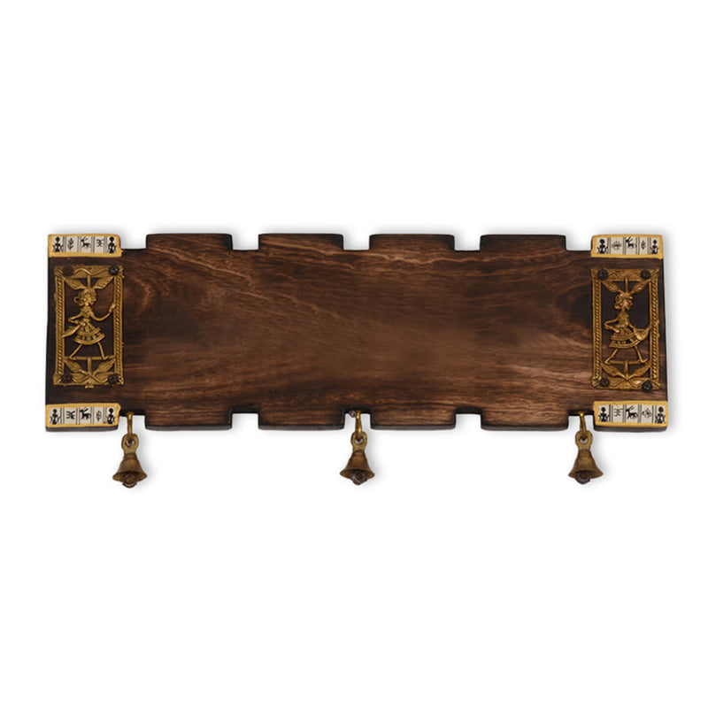 Wooden Plain Name Plate With Warli & Dhokra Art