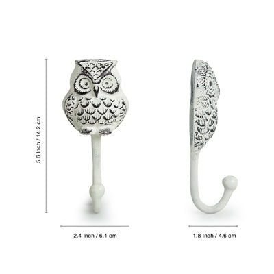 The All-Seeing Owl' Rustic Aluminium Wall Decor & Wall Hook (5.6 Inch)