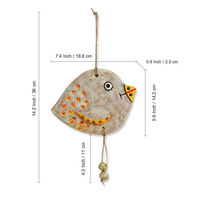 Dotted Fish' Handmade & Hand-Painted Garden Decorative Wall Hanging In Terracotta