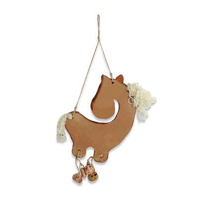 White-Haired Horse' Handmade & Hand-Painted Garden Decorative Wall Hanging In Terracotta