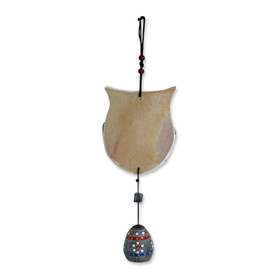 Hanging Owl' Handmade & Hand-Painted Garden Decorative Wall Hanging Bell In Terracotta