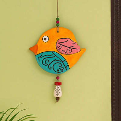 Flappy Fish' Handmade & Hand-painted Garden Decorative Wall Hanging In Terracotta