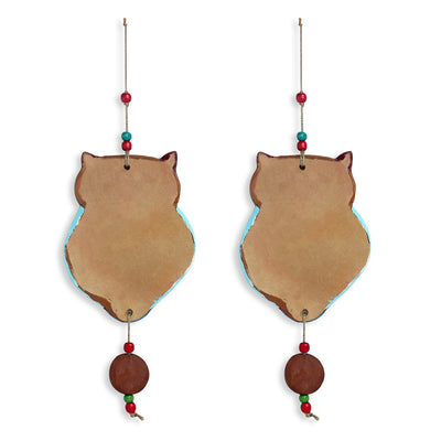 Wise Owls' Handmade & Hand-painted Garden Decorative Wall Hanging In Terracotta (Set of 2)