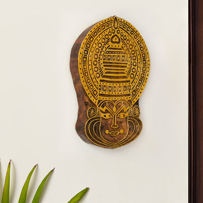 'Kathakali Maquillage' Hand Carved Block Wall Décor In Sheesham Wood