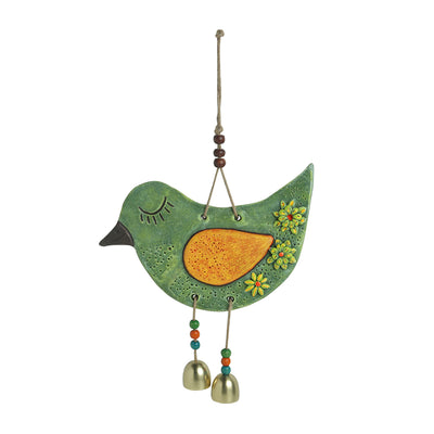 'Clinkering Sparrows' Handmade & Hand-painted Decorative Wall Hanging In Terracotta (Set of 2)