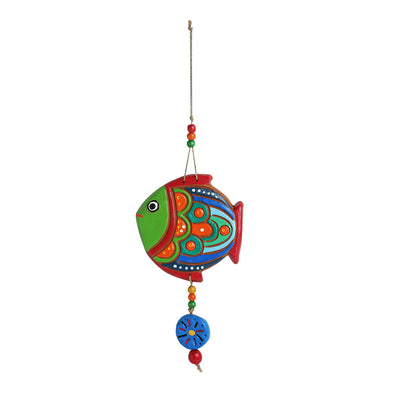 'The Fish Twins' Handmade & Hand-painted Decorative Wall Hanging In Terracotta (Set of 2)
