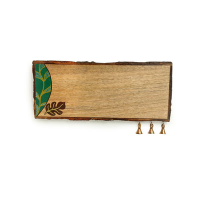 'Shades of a Leaf' Hand-Painted Plain Name Plate In Mango Wood (Non-Customizable)