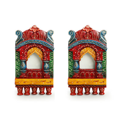 Handcarved 'Rajasthani Jharoka' Wall Hanging Set (10 Inches | Set of 2)