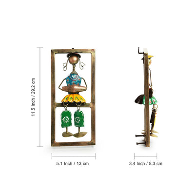 'Rajasthani Dholak Artist' Handmade & Hand-painted Wall Décor Hanging In Iron