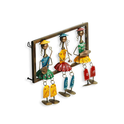 'Rajasthani Tribal Musicians' Handmade & Hand-painted Wall Hanging In Iron