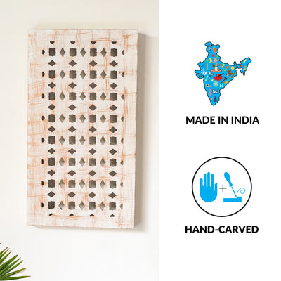 'White Tessellations' Handcrafted Wall Decor In Recycled Wood (18 Inch)