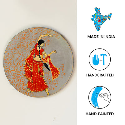 Nrityaki' Wall Décor Hanging In Recycled Wood (11 Inch | Hand-Painted | Multicoloured)