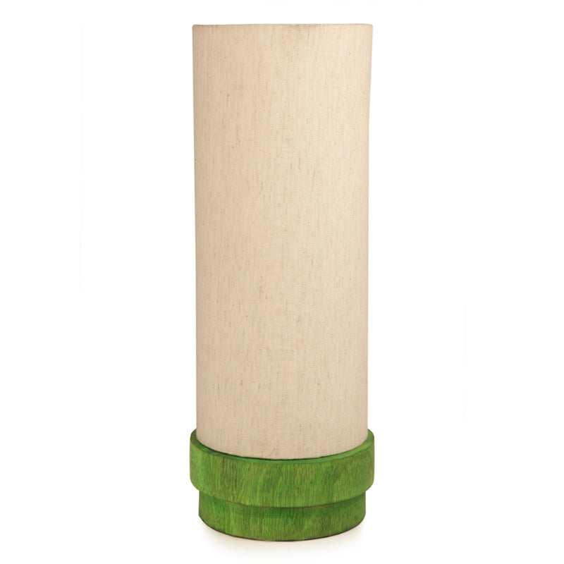 14 Inch Wooden Lamp Green