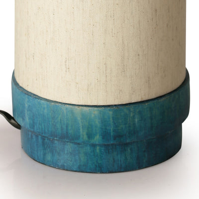 14 Inch Wooden Lamp Turqouise Blue