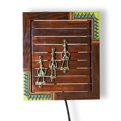 'Light In A Box' Sheesham Wood Wall Lamp With Dhokra Art