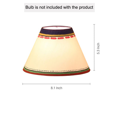 'Warli In Light' Hand-Painted Flat Matki Shaped Table Lamp In Terracotta